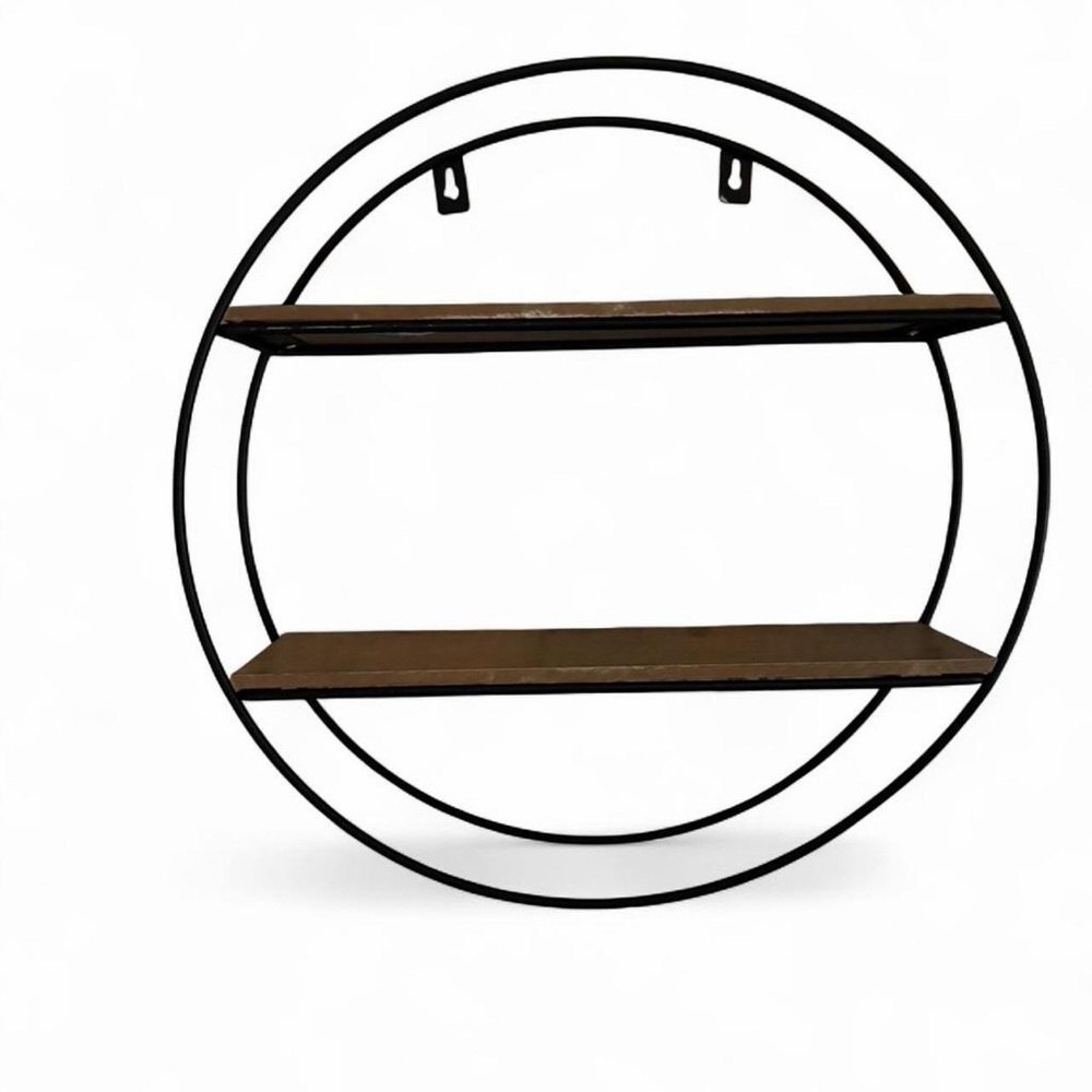 Round Black and Brown Wall Shelf